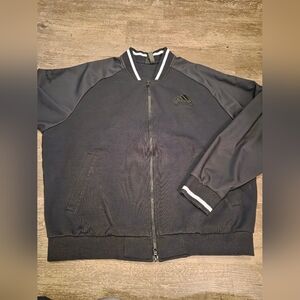 Adidas mens L varsity style light jacket black/cream inclusive phrases